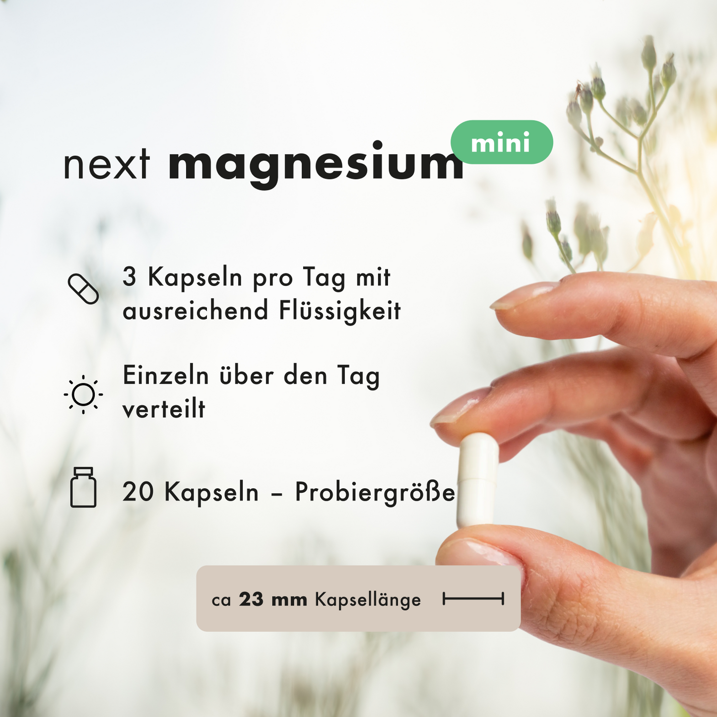 next magnesium mini, 20 vegane Kapseln - Probiergröße