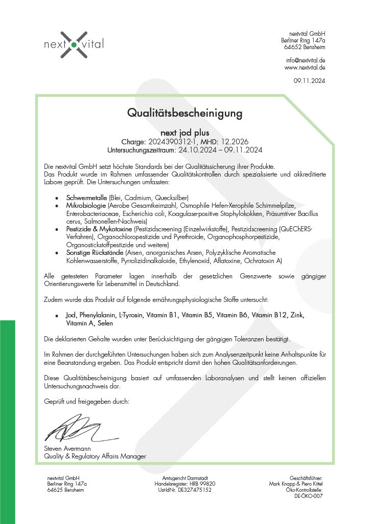 Qualitätsbescheinigung