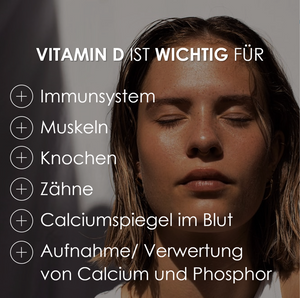 Vitamin D ist wichtig für den Erhalt der Knochen, Zähne, etc.