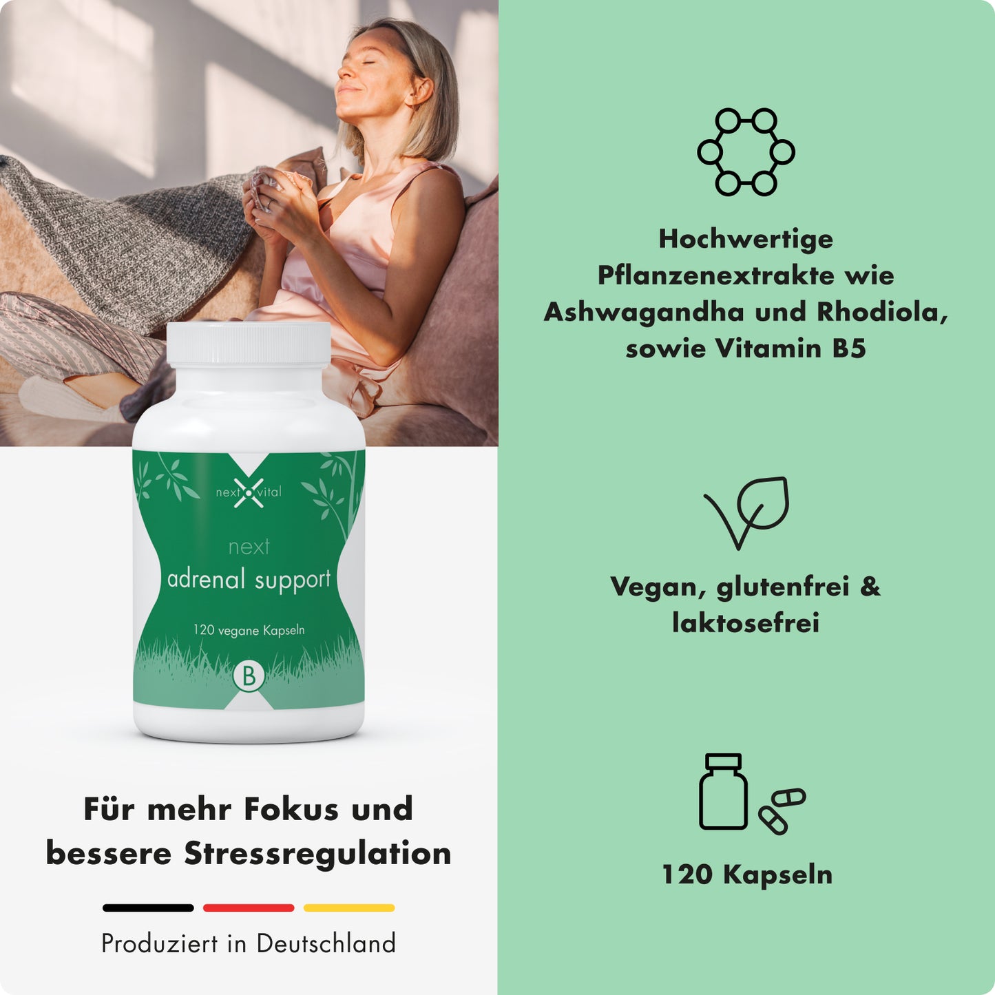 next adrenal support, 120 vegane Kapseln