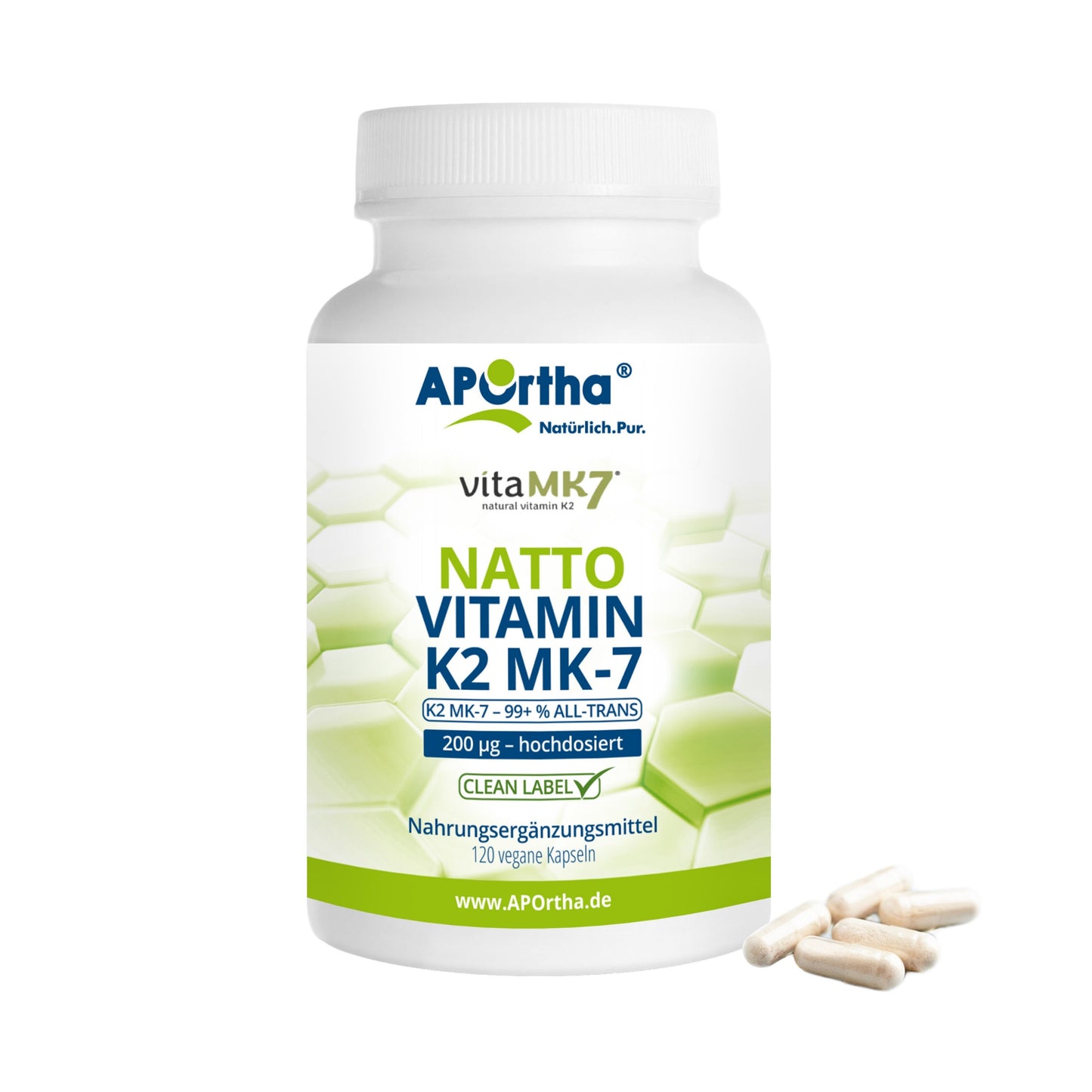 APOrtha® Natto Vitamin K2 MK-7 - 200 µg - 120 vegane Kapseln